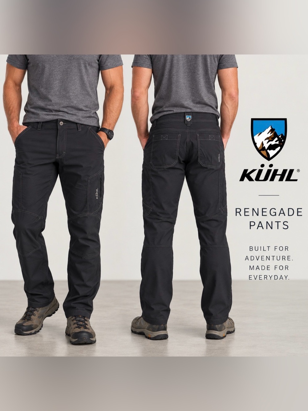 KÜHL Renegade Men’s 40x32 Black Hiking Outdoor Utility Pants